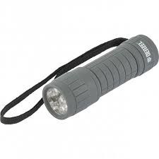 Фонарь светодиодный, серый корпус с мягким покрытие, 9Led, 3хААА, Stern