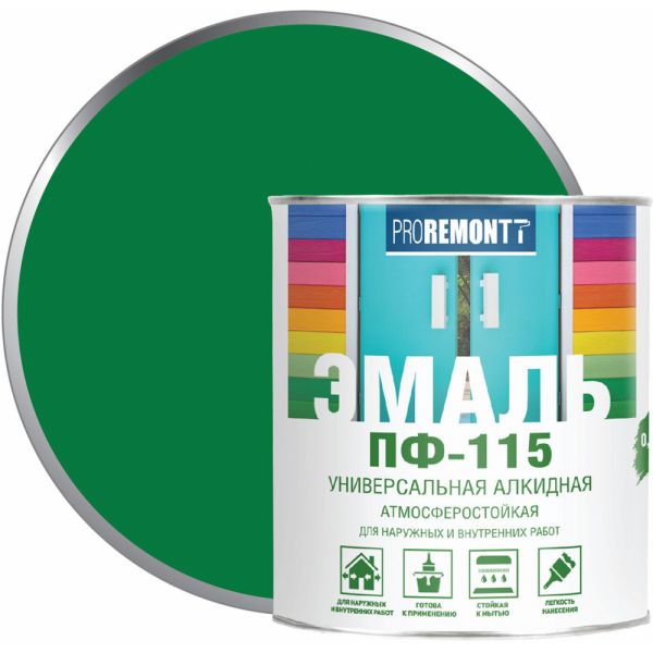 Эмаль ПФ-115 PROREMONTT Зелёный 0,9кг Л-С